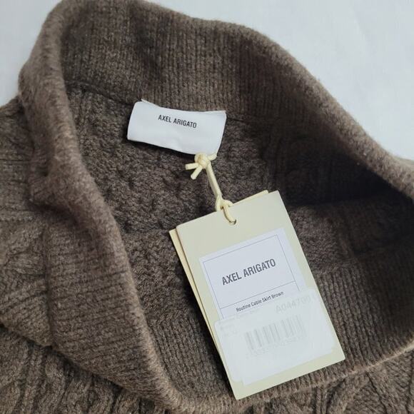 Axel Arigato NWT Cable Knit Mini Wool Skirt Size XS  Brown Preppy Academia - Picture 5 of 9
